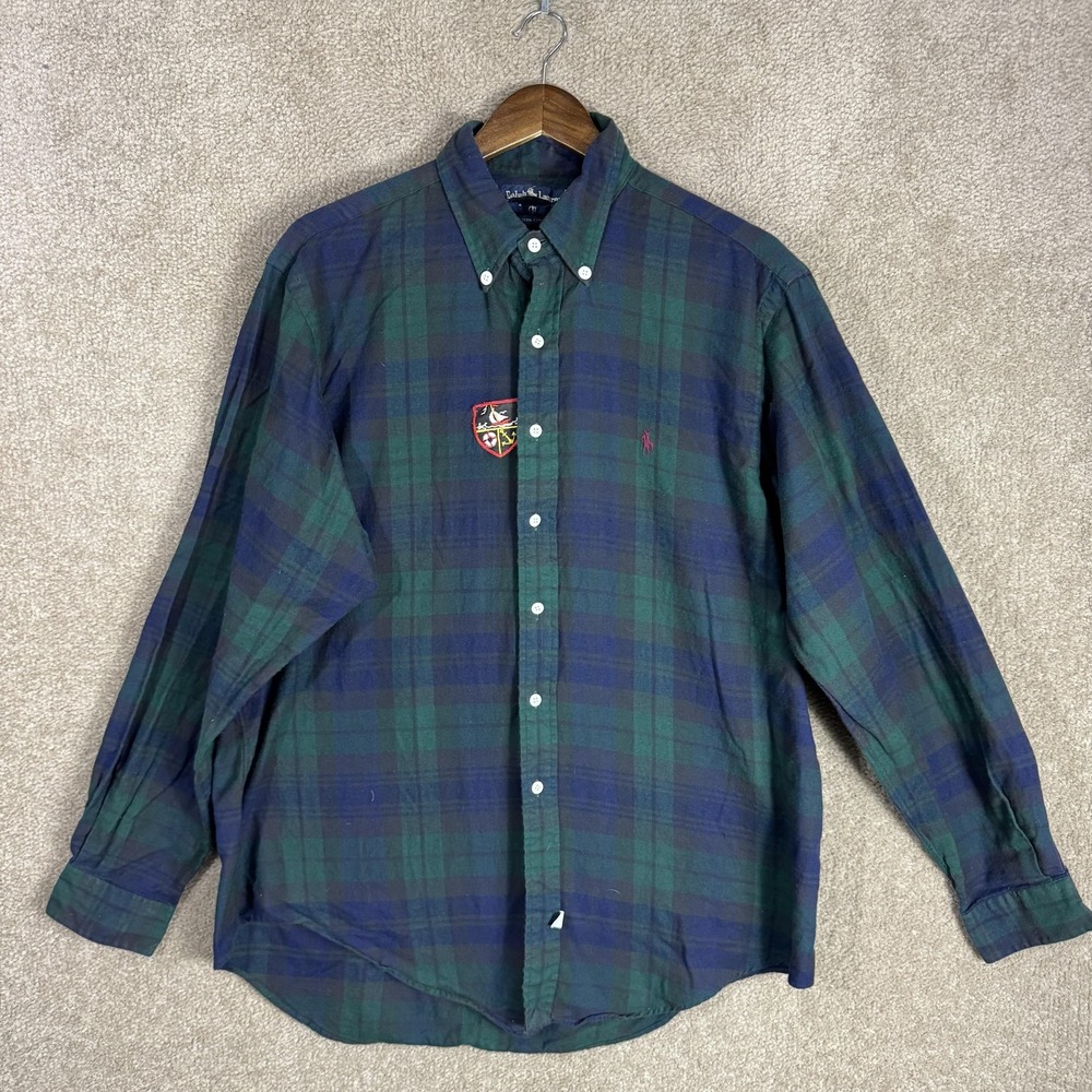Polo Ralph Lauren Shirt Mens XL Green Plaid Flannel Button Down Crest Pony
